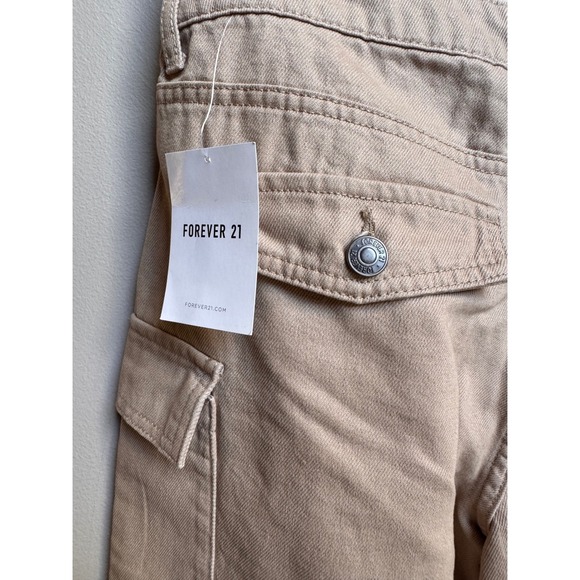 NWT Forever 21 Womens Cargo Pants LG Y2K Wide Leg High Waist Khaki Casual Baggy - Picture 5 of 7